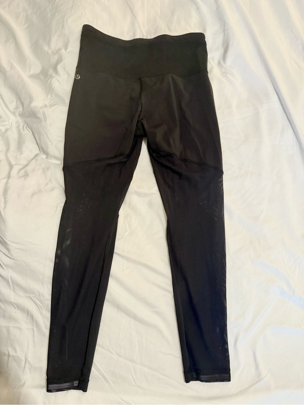 lululemon athletica Black High-Rise Leggings with see thru mesh sides - size 8